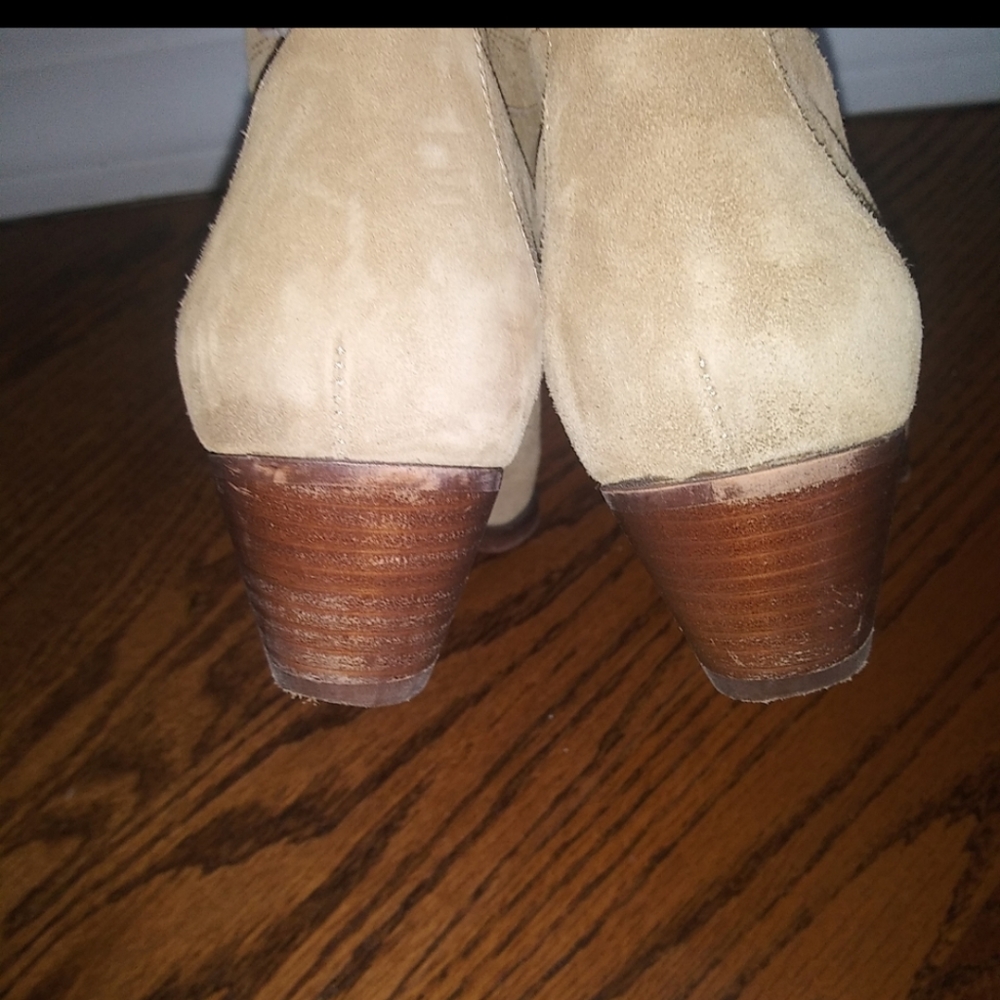 Sezane Phoenix Cowgirl Leather Beige Tan Boots - Picture 9 of 13